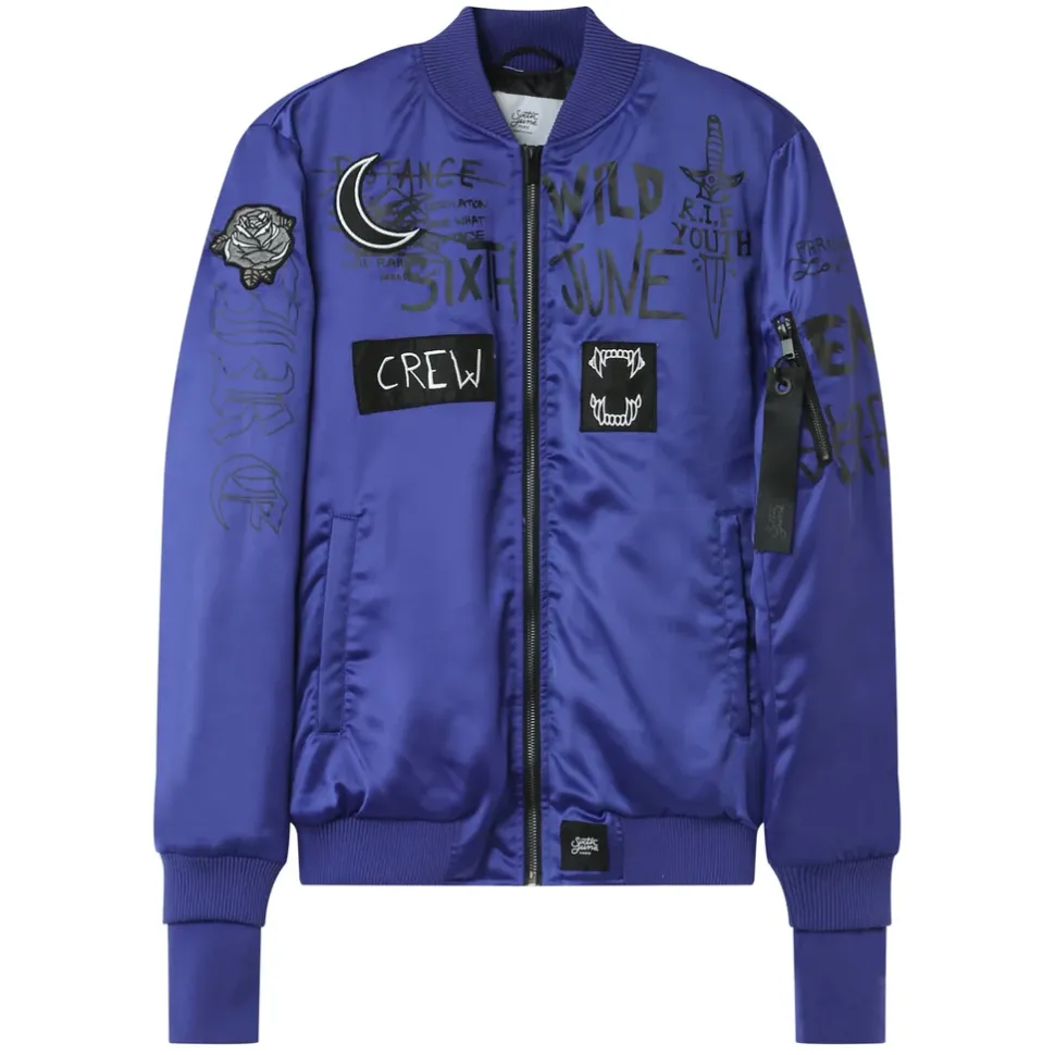 Bomber Imprime Crew Bleu Fonce
