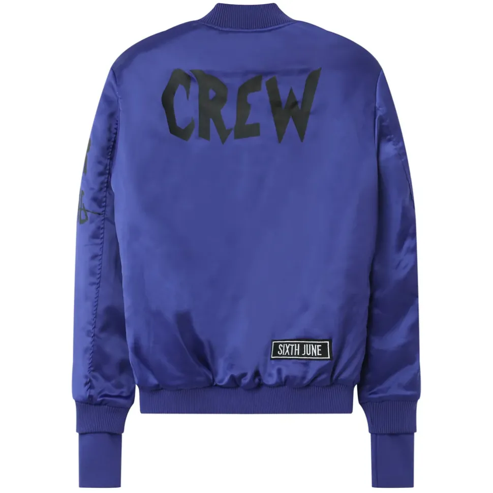 Bomber Imprime Crew Bleu Fonce