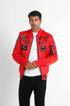 Bomber Imprime Crew Rouge