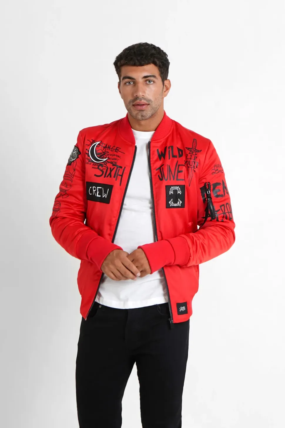 Bomber Imprime Crew Rouge