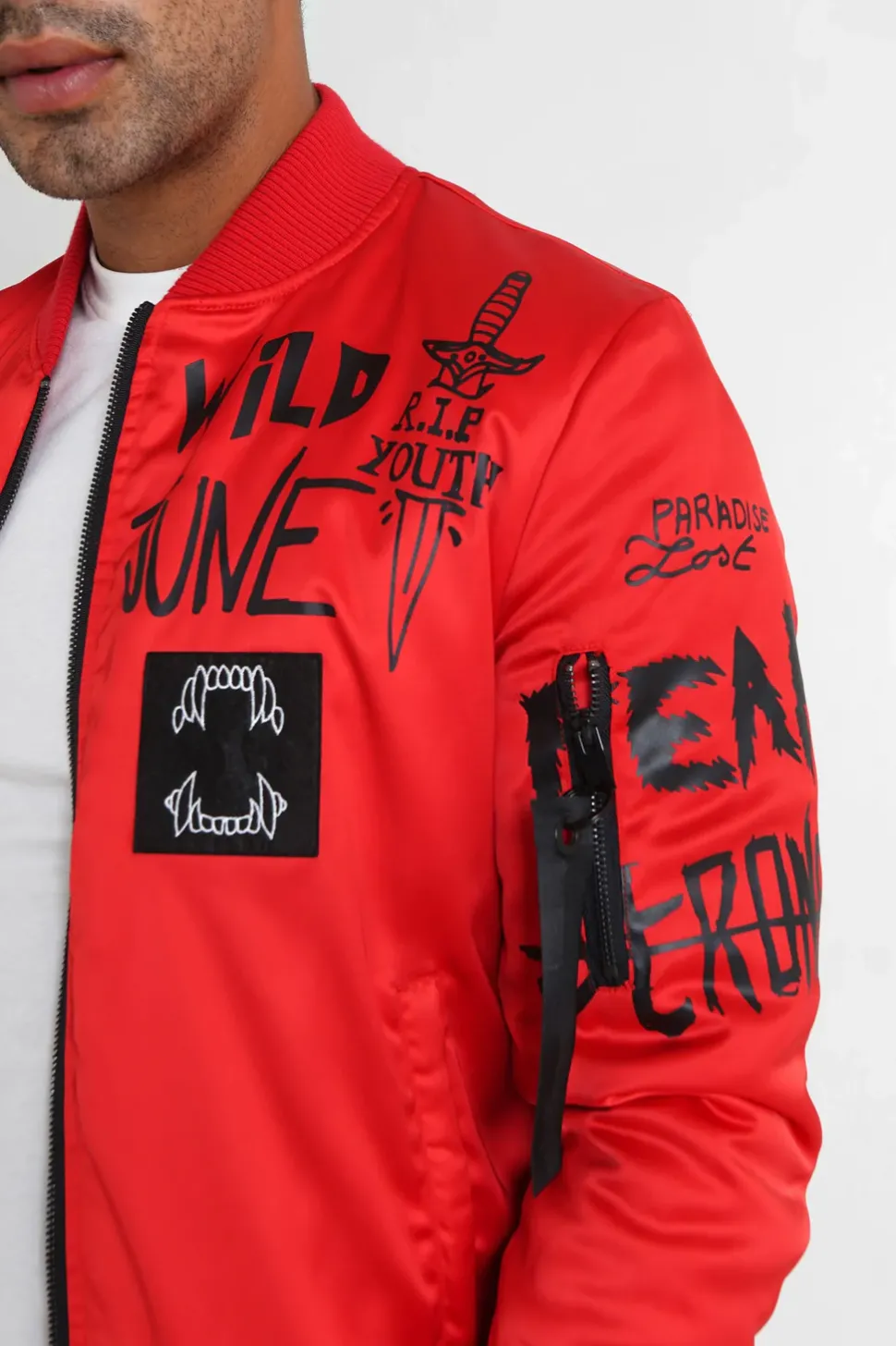 Bomber Imprime Crew Rouge