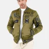 Bomber Imprime Crew Vert Kaki