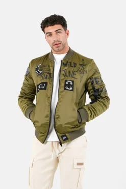 Bomber Imprime Crew Vert Kaki