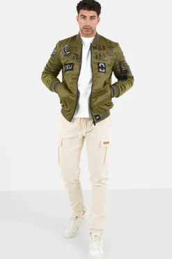Bomber Imprime Crew Vert Kaki
