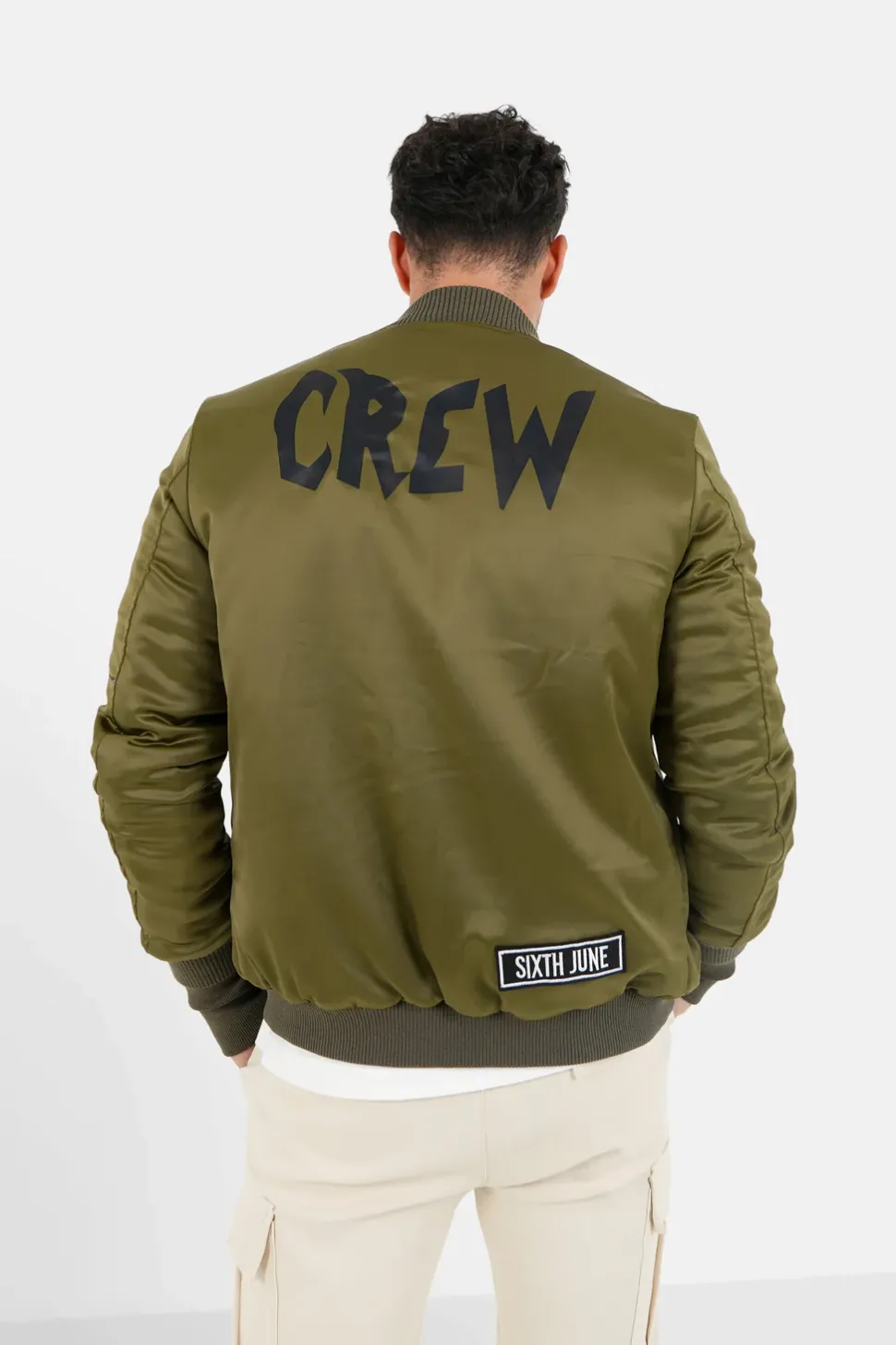Bomber Imprime Crew Vert Kaki