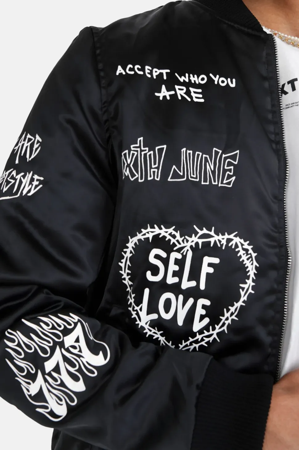 Bomber Inscription Gothique Noir