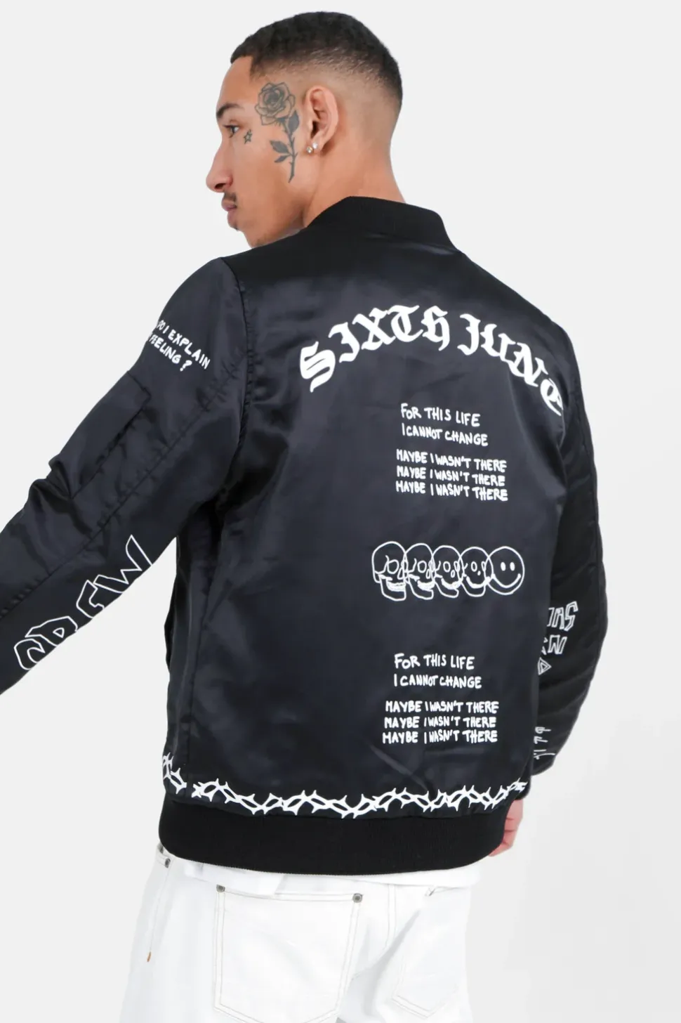 Bomber Inscription Gothique Noir