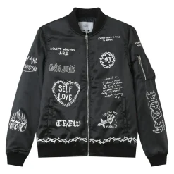 Bomber Inscription Gothique Noir