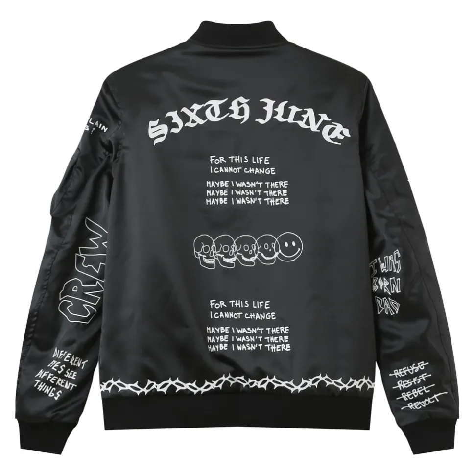 Bomber Inscription Gothique Noir