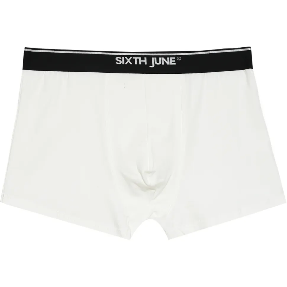 Boxer Uni Bande Blanc Casse