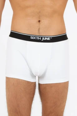 Boxer Uni Bande Blanc Casse