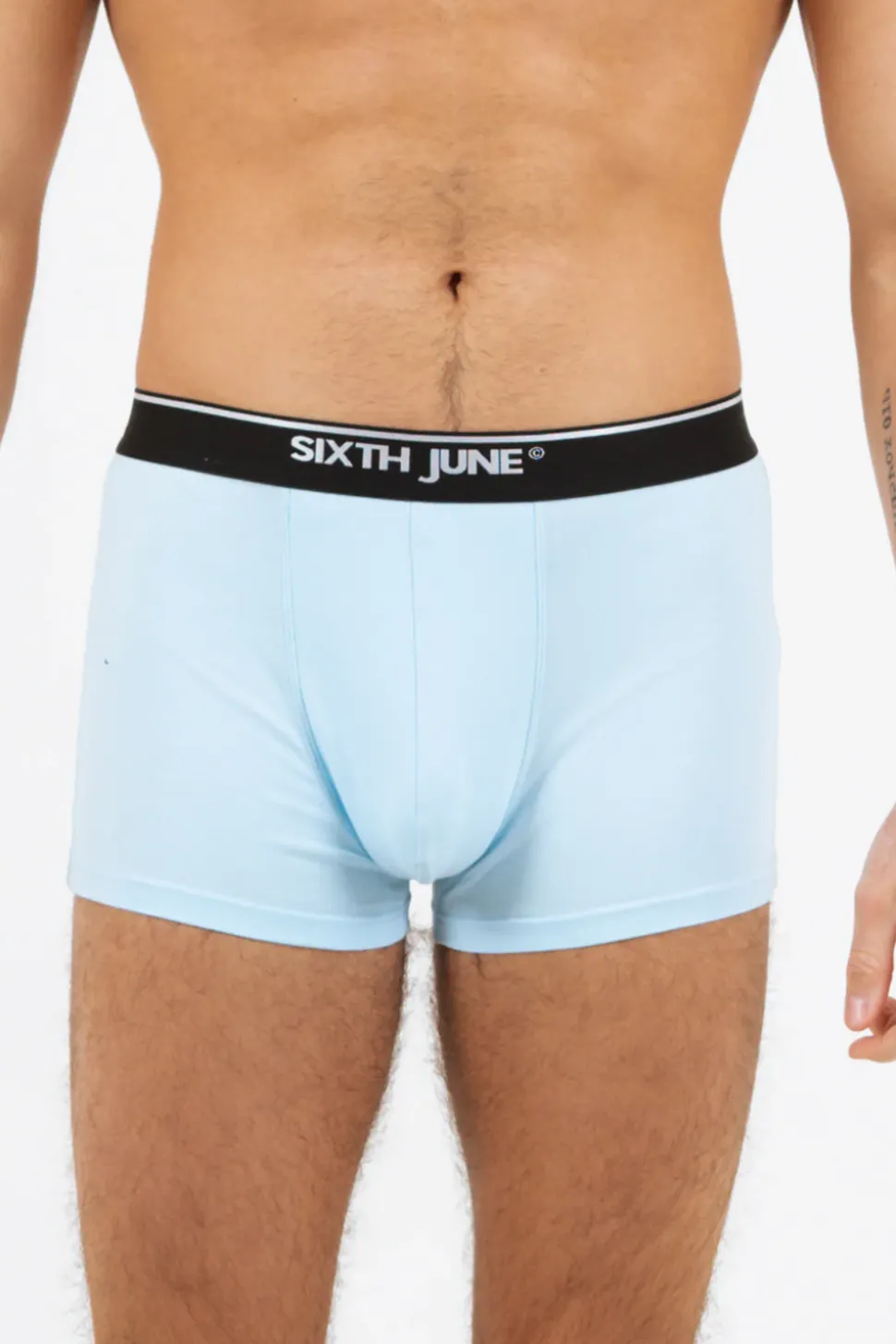Boxer Uni Bande Bleu Clair
