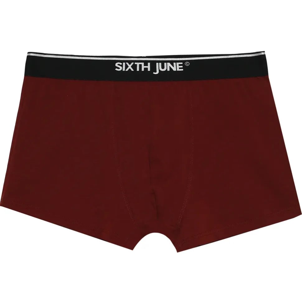 Boxer Uni Bande Rouge Bordeaux