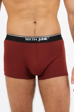 Boxer Uni Bande Rouge Bordeaux