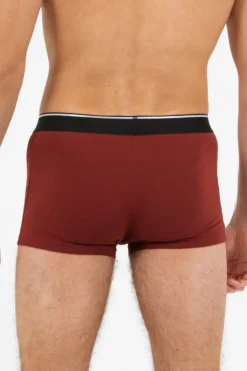 Boxer Uni Bande Rouge Bordeaux