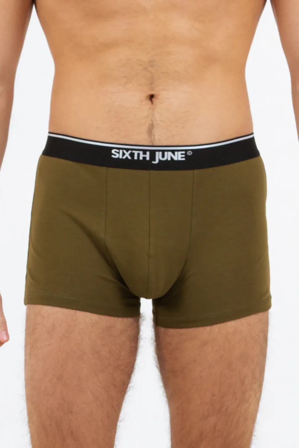Boxer Uni Bande Vert Kaki
