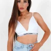 Brassiere Bretelles Bande Logo Blanc
