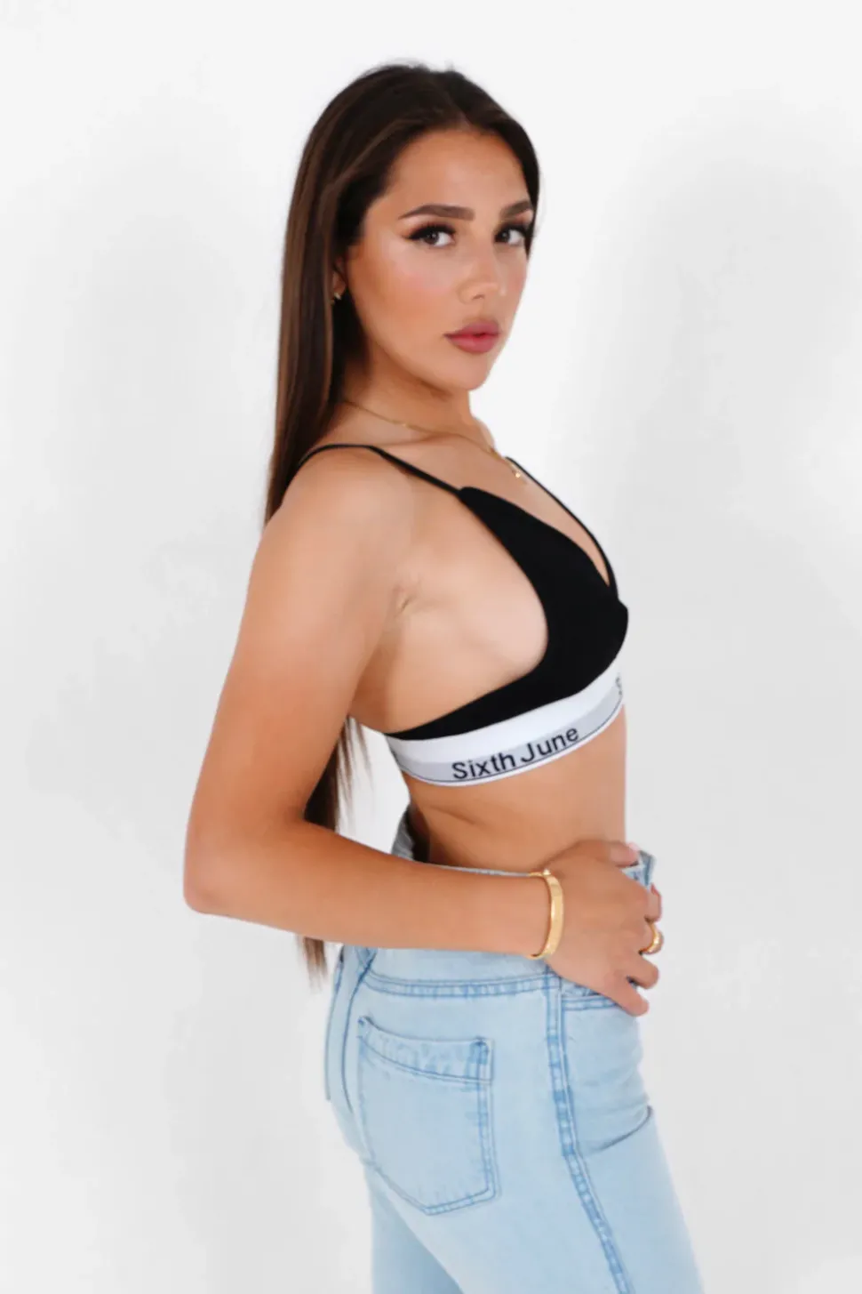 Brassiere Bretelles Bande Logo Noir