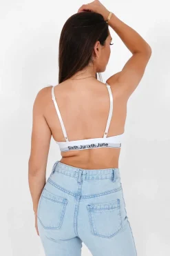 Brassiere Bretelles Bande Logo Blanc