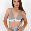 Brassiere Bretelles Fines Bande Gris