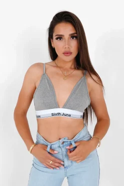 Brassiere Bretelles Fines Bande Gris