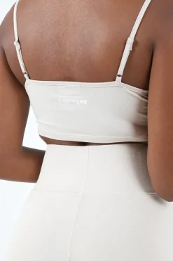 Brassiere Bretelles Logo Imprime Beige Clair
