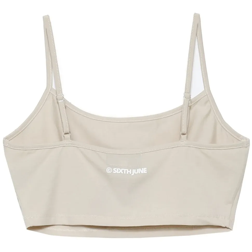 Brassiere Bretelles Logo Imprime Beige Clair