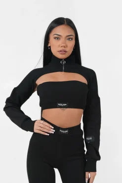 Brassiere Sans Bretelles Cotelee Noir
