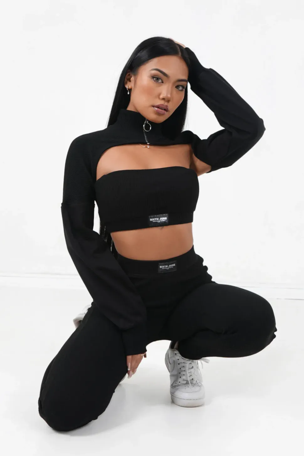 Brassiere Sans Bretelles Cotelee Noir