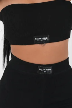 Brassiere Sans Bretelles Cotelee Noir
