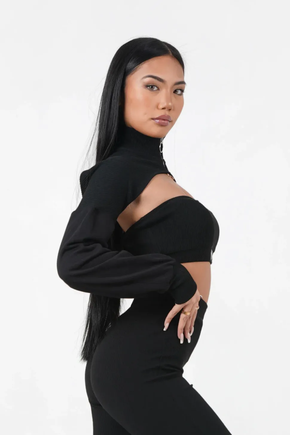 Brassiere Sans Bretelles Cotelee Noir