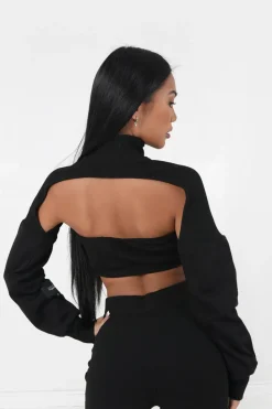 Brassiere Sans Bretelles Cotelee Noir
