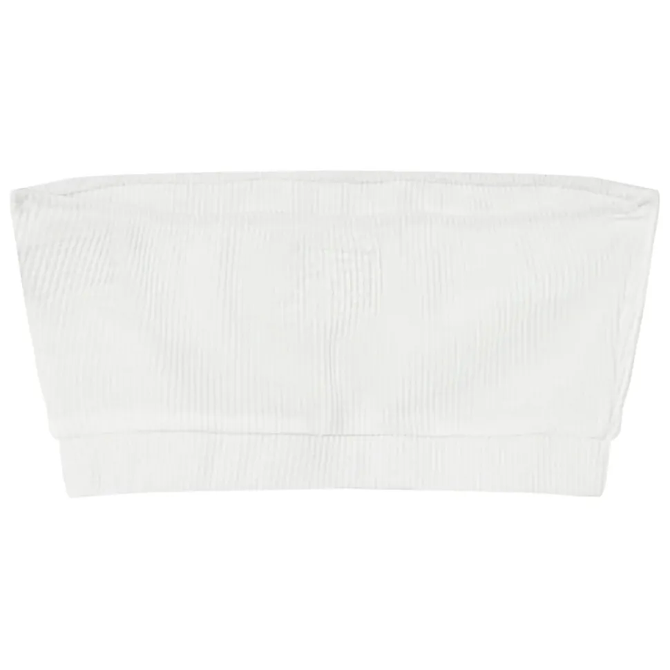 Brassiere Sans Bretelles Cotelee Blanc Casse