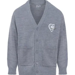 Cardigan Maille Coeur Brode Gris