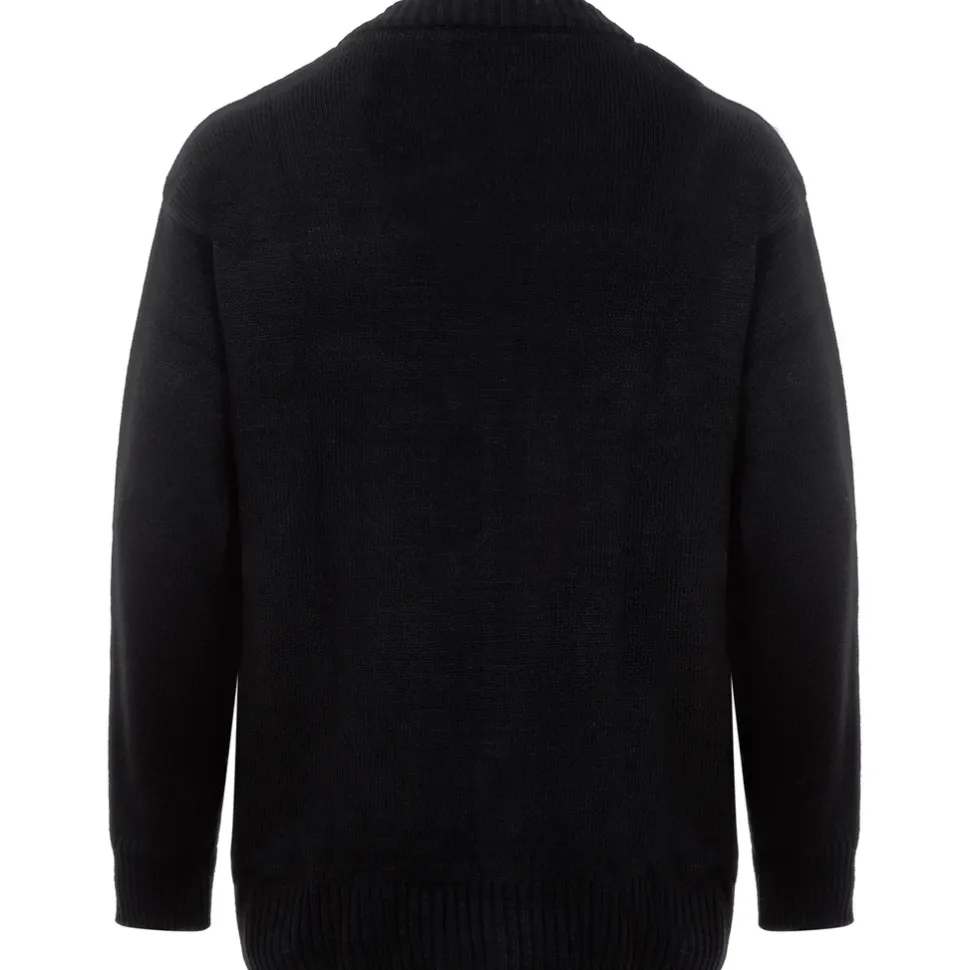 Cardigan Maille Coeur Brode Noir