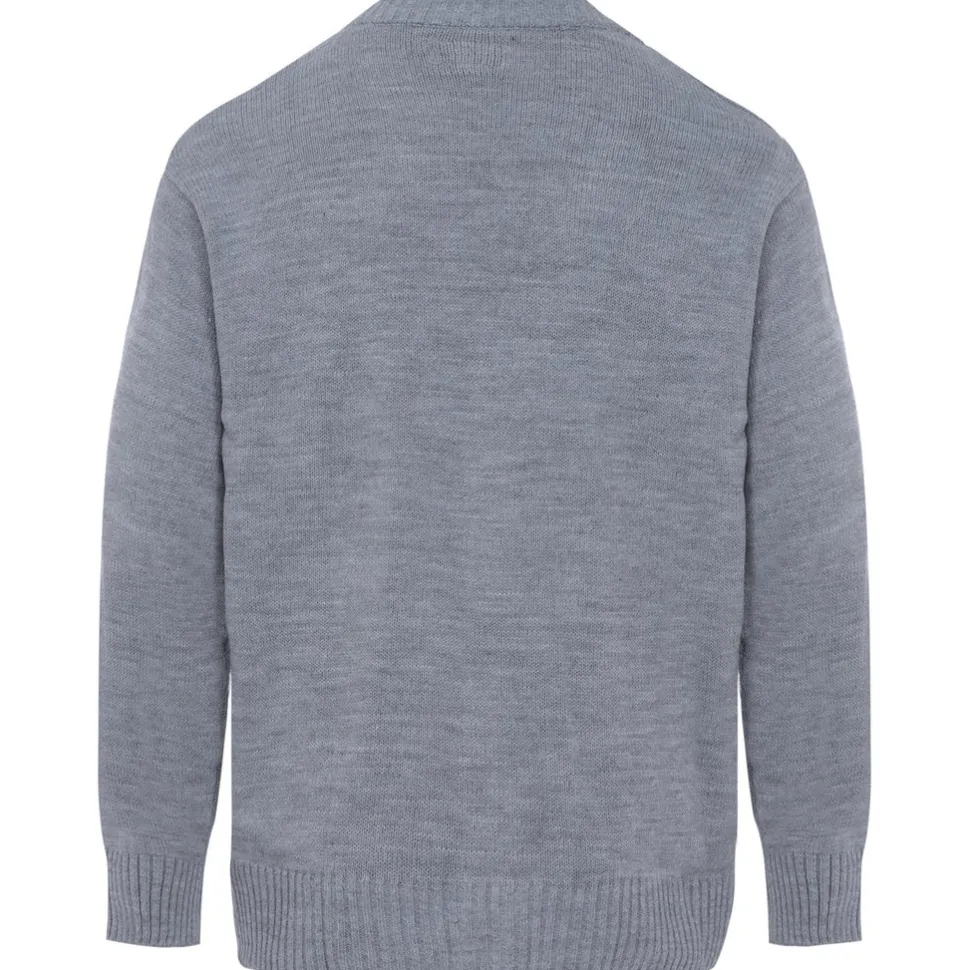 Cardigan Maille Coeur Brode Gris