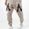 Cargo Boucles Poches Logo Beige Fonce