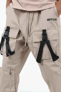 Cargo Boucles Poches Logo Beige Fonce