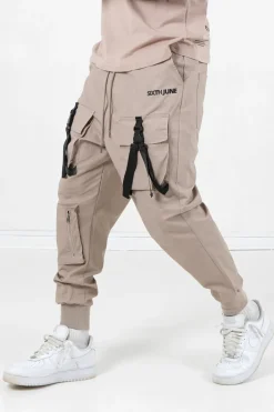 Cargo Boucles Poches Logo Beige Fonce