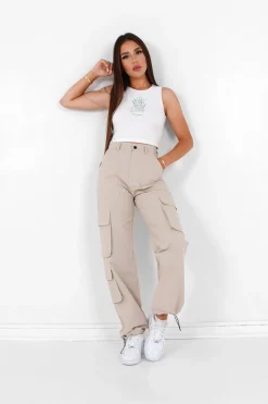 Cargo Jambes Larges Beige