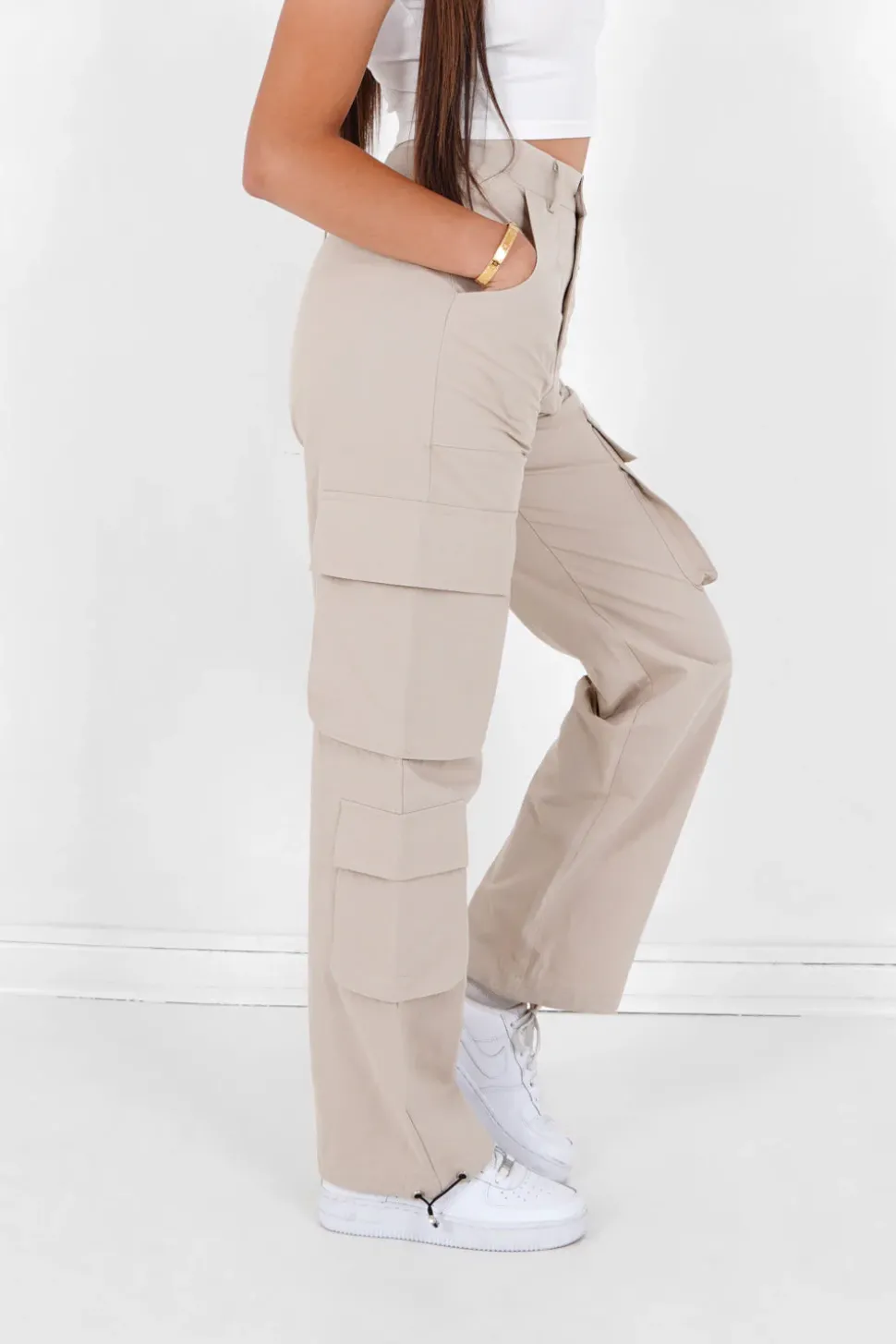 Cargo Jambes Larges Beige