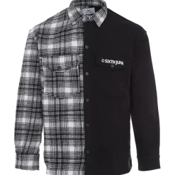 Chemise Bi-Matiere Tartan Coton Noir