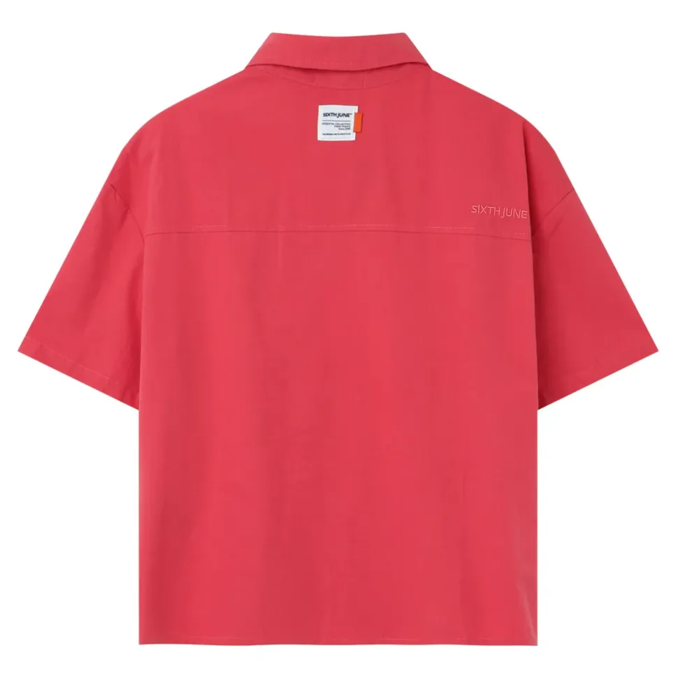 Chemise Brodee Unie Rose