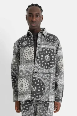 Chemise Cargo Bandana Patchwork Noir