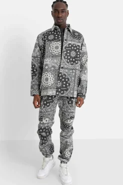 Chemise Cargo Bandana Patchwork Noir