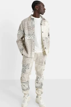 Chemise Cargo Bandana Patchwork Beige