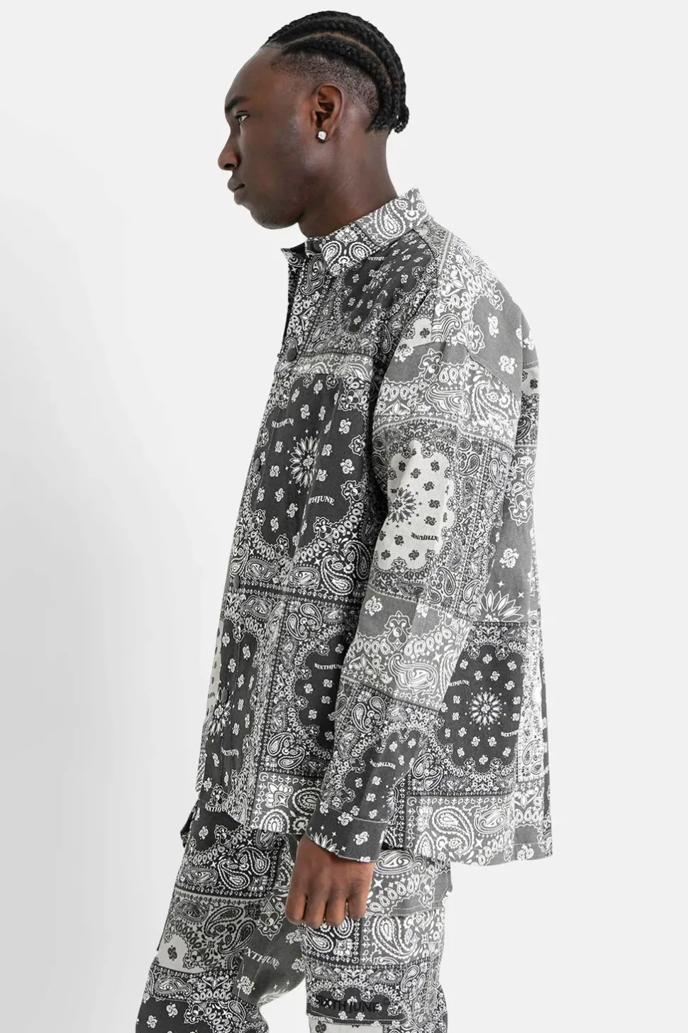 Chemise Cargo Bandana Patchwork Noir