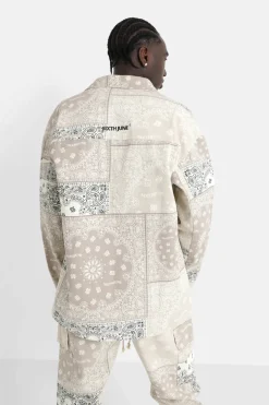 Chemise Cargo Bandana Patchwork Beige