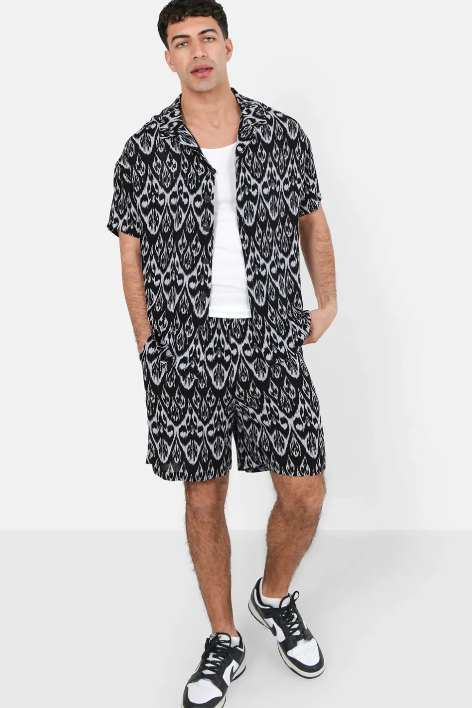 Chemise Fluide Motif Azteque Noir