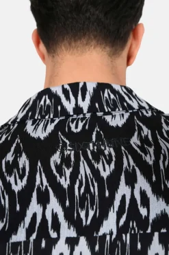 Chemise Fluide Motif Azteque Noir